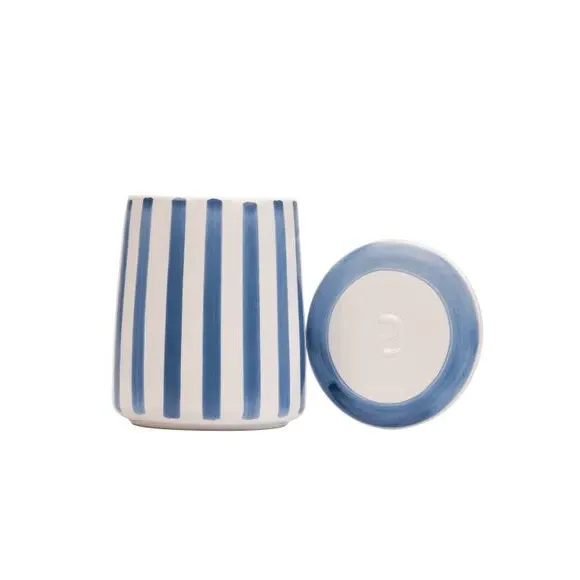 3-Piece Canister Set Tea Coffee Sugar - Blue, Stoneware