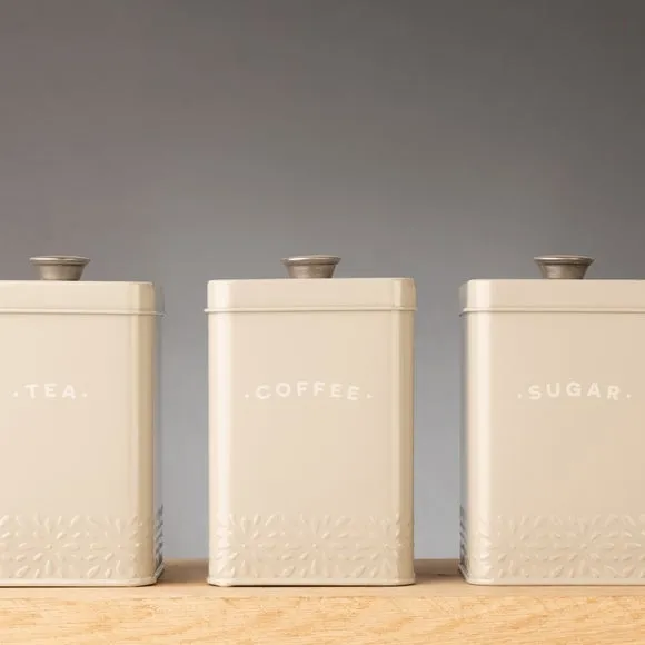 3-Piece Canister Set with Labels - Cream