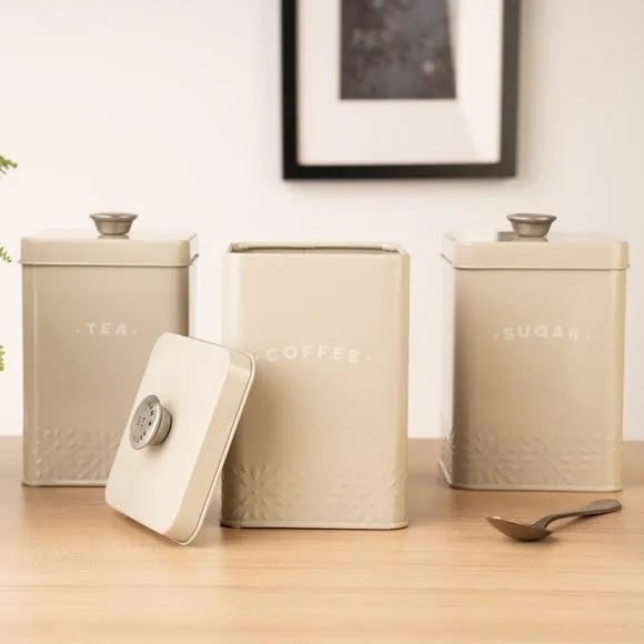 3-Piece Canister Set with Labels - Cream image