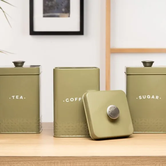 3-Piece Canister Set with Labels - Light Moss