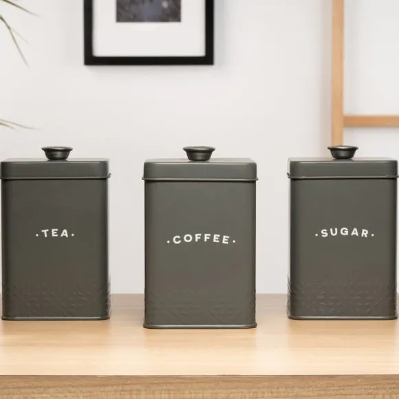 3-Piece Canister Set with Labels - Smoke