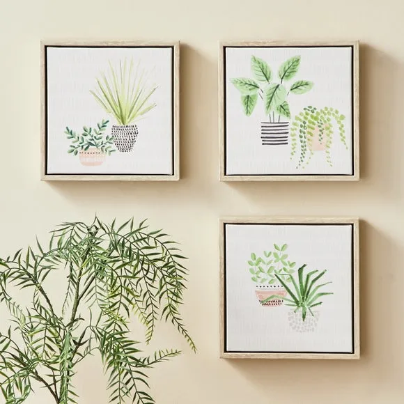 3-Piece Canvas Wall Art - Multicolor, Oak Frame