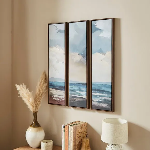 3-Piece Canvas Wall Art Set - Blue, Framed image