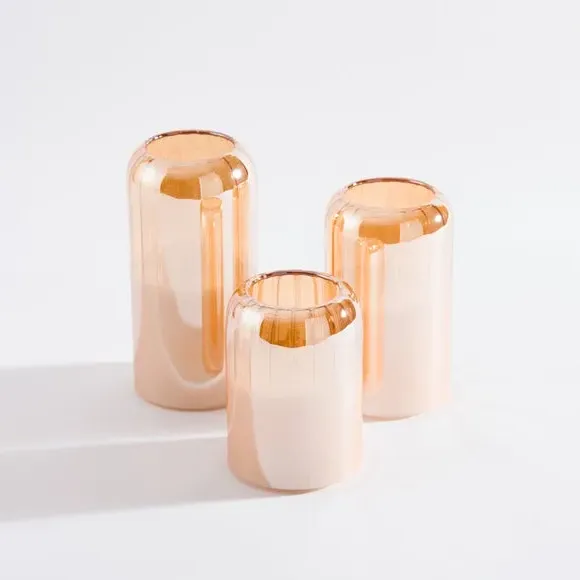 3-Piece LED Candle Set - Orange, Glass