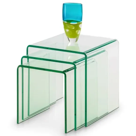 3-Piece Nest Tables - Clear, Tempered Glass