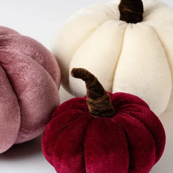 3-Piece Pumpkin Decor Set - Pink, Velvet