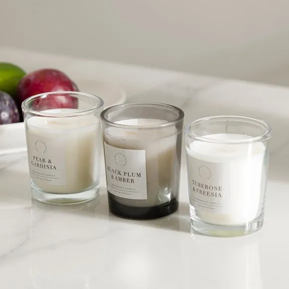 3-Piece Scented Candle Set - Clear, Wax