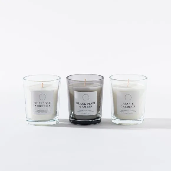 3-Piece Scented Candle Set - Clear, Wax