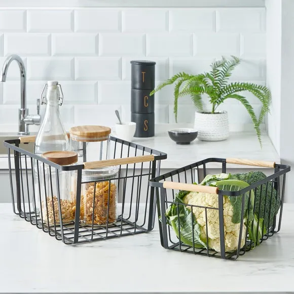 3-Piece Stacking Canisters - Black, Stoneware