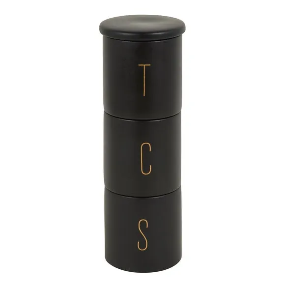 3-Piece Stacking Canisters - Black, Stoneware