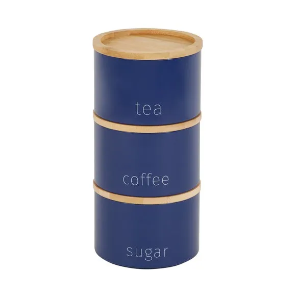 3-Piece Stacking Canisters - Navy, Steel