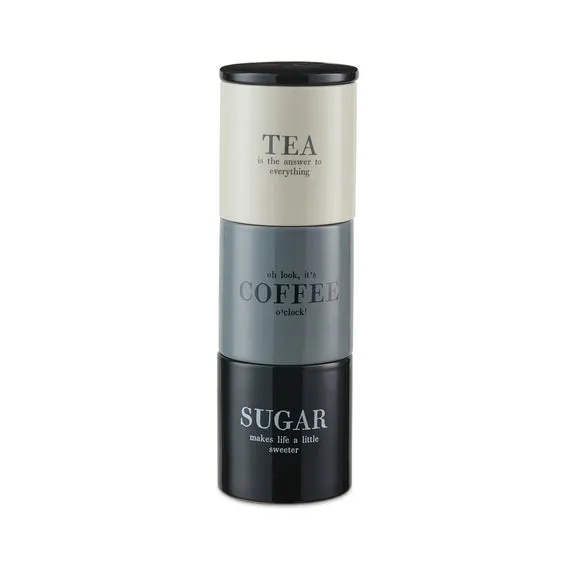 3-Piece Stacking Canisters Set - Cream, Stoneware image