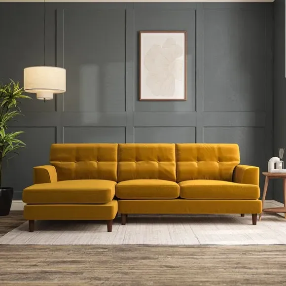 3-Seater Chaise Sofa with High Legs - Amber image