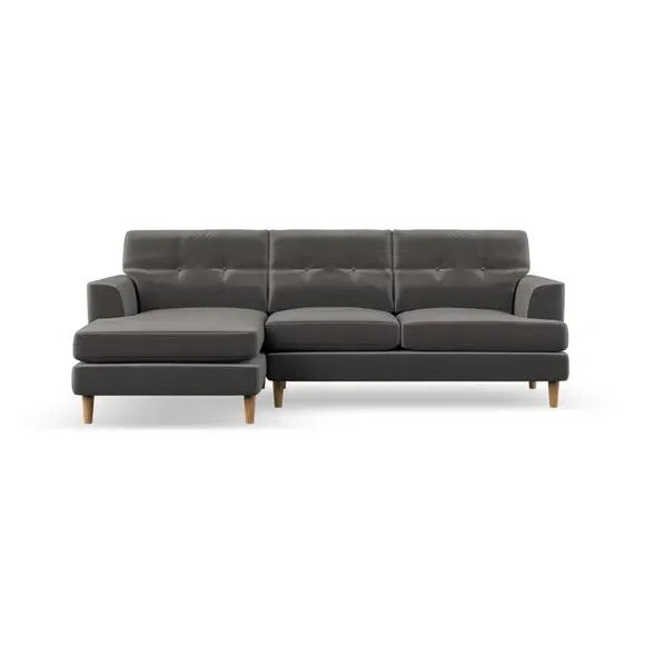 3-Seater Chaise Sofa with High Legs - Charcoal