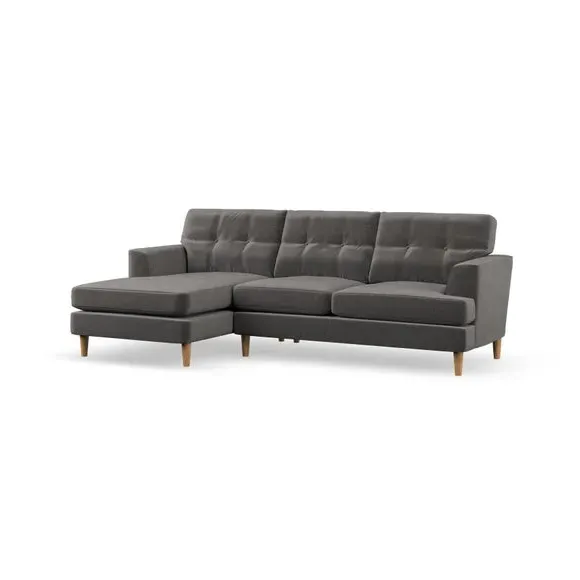 3-Seater Chaise Sofa with High Legs - Charcoal