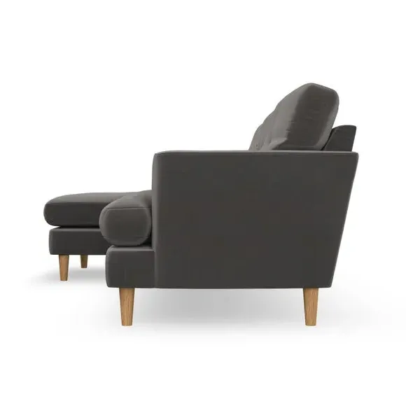 3-Seater Chaise Sofa with High Legs - Charcoal