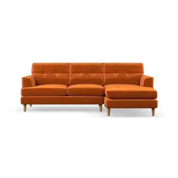 3-Seater Chaise Sofa with High Legs - Ginger