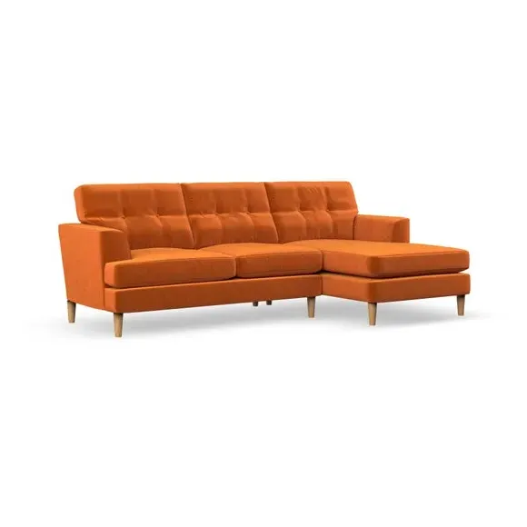 3-Seater Chaise Sofa with High Legs - Ginger