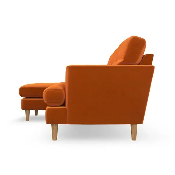3-Seater Chaise Sofa with High Legs - Ginger