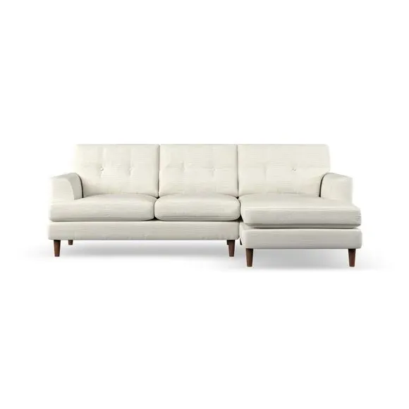 3-Seater Chaise Sofa with High Legs - Ivory