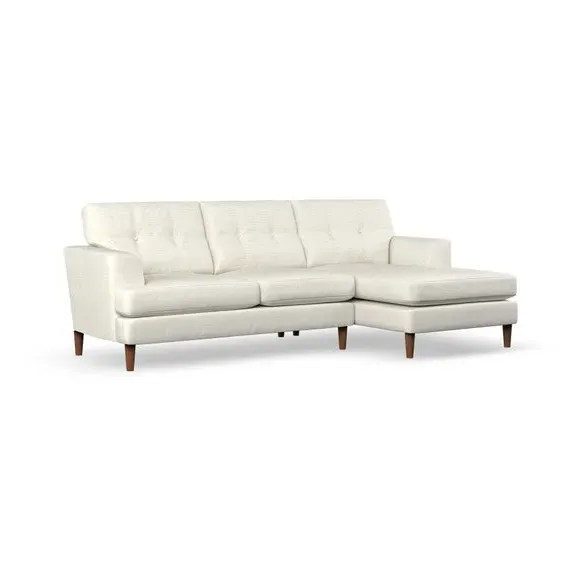 3-Seater Chaise Sofa with High Legs - Ivory