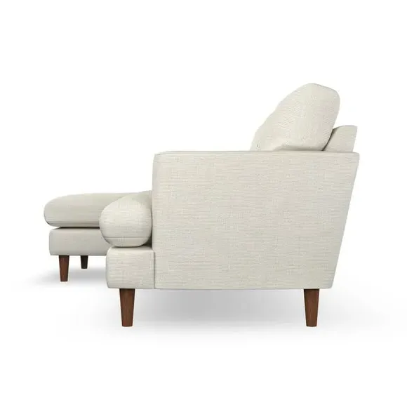 3-Seater Chaise Sofa with High Legs - Ivory
