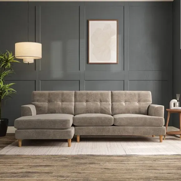 3-Seater Chaise Sofa with High Legs - Mushroom