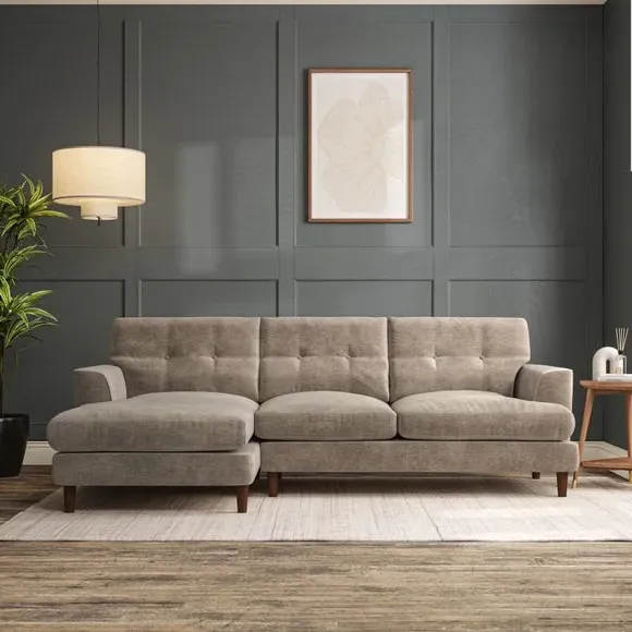 3-Seater Chaise Sofa with High Legs - Mushroom