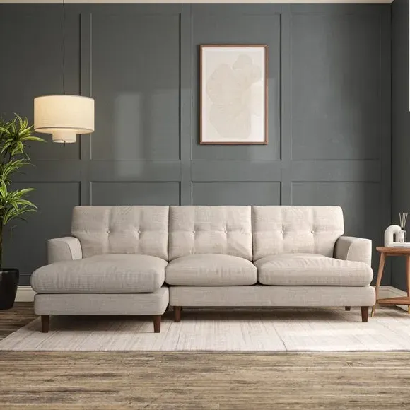3-Seater Chaise Sofa with High Legs - Natural