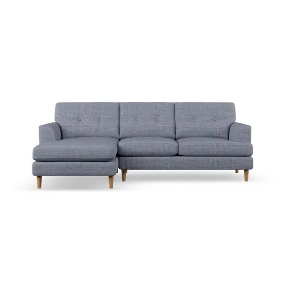 3-Seater Chaise Sofa with High Legs - Navy