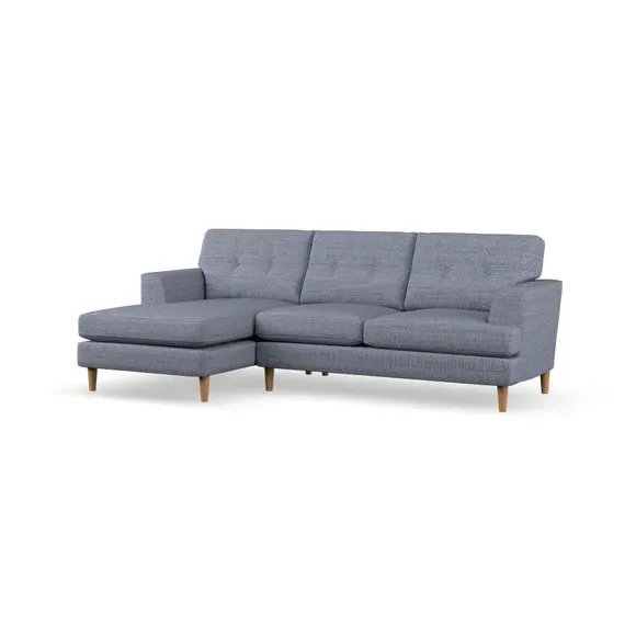 3-Seater Chaise Sofa with High Legs - Navy
