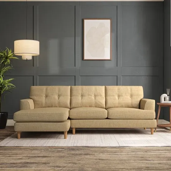 3-Seater Chaise Sofa with High Legs - Ochre