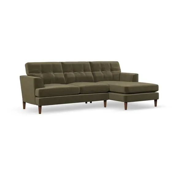 3-Seater Chaise Sofa with High Legs - Olive