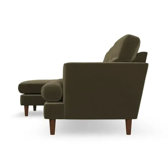 3-Seater Chaise Sofa with High Legs - Olive