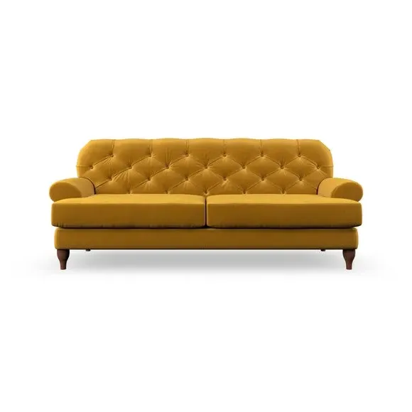 3-Seater Chesterfield Sofa - Amber Gold, Velvet