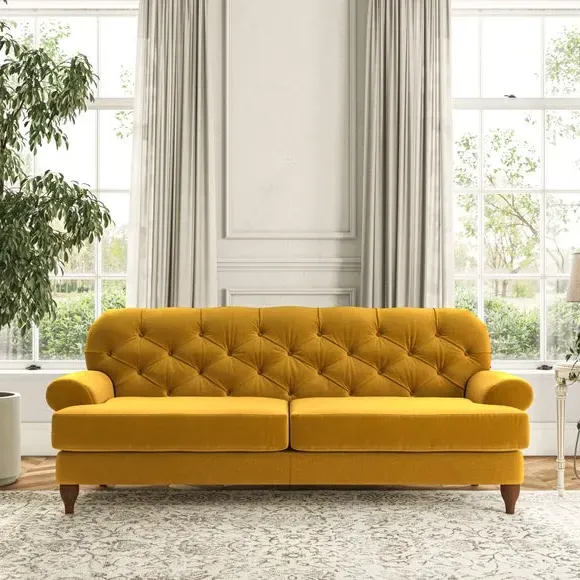 3-Seater Chesterfield Sofa - Amber Gold, Velvet image