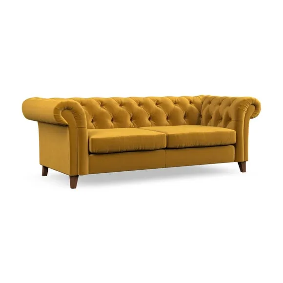 3-Seater Chesterfield Sofa - Amber Gold, Velvet