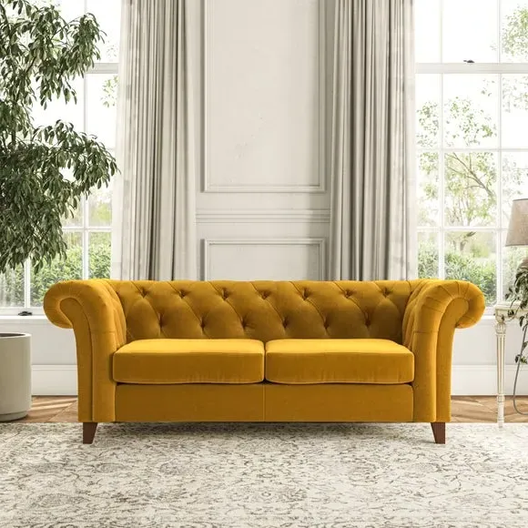 3-Seater Chesterfield Sofa - Amber, Velvet image