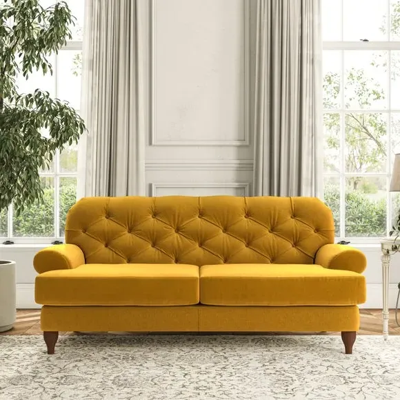 3-Seater Chesterfield Sofa - Amber, Velvet image