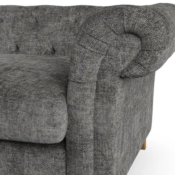 3-Seater Chesterfield Sofa - Charcoal, Chenille