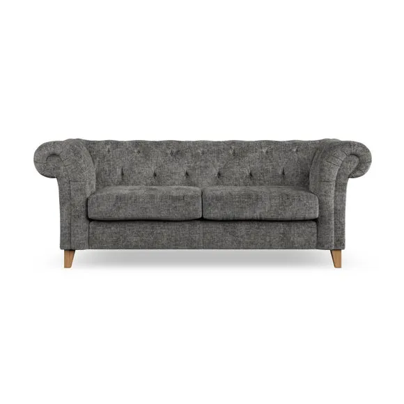 3-Seater Chesterfield Sofa - Charcoal, Chenille