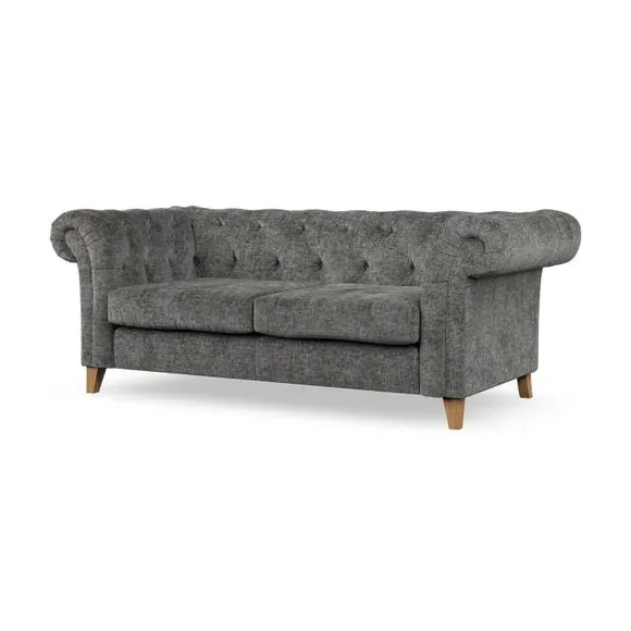 3-Seater Chesterfield Sofa - Charcoal, Chenille