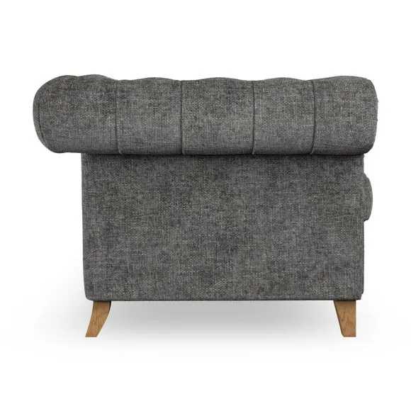 3-Seater Chesterfield Sofa - Charcoal, Chenille