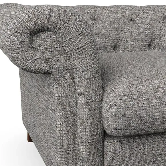 3-Seater Chesterfield Sofa - Charcoal, Fabric