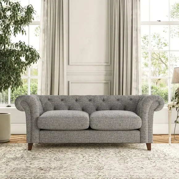 3-Seater Chesterfield Sofa - Charcoal, Fabric
