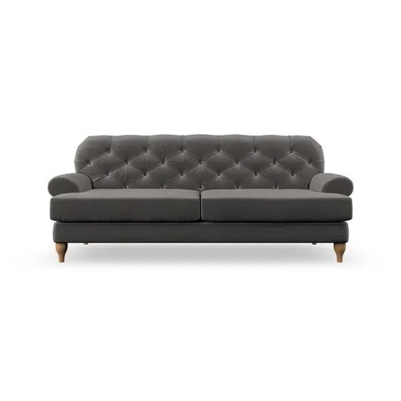 3-Seater Chesterfield Sofa - Charcoal, Velvet