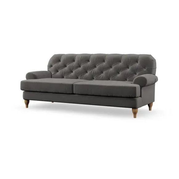 3-Seater Chesterfield Sofa - Charcoal, Velvet