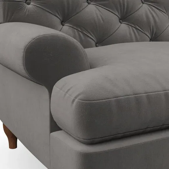 3-Seater Chesterfield Sofa - Charcoal, Velvet