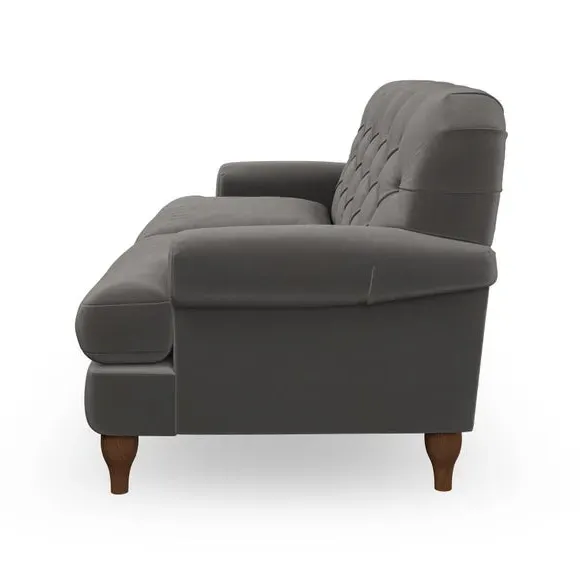 3-Seater Chesterfield Sofa - Charcoal, Velvet