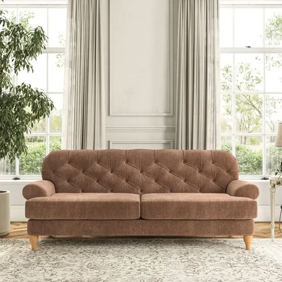 3-Seater Chesterfield Sofa - Clay, Chenille
